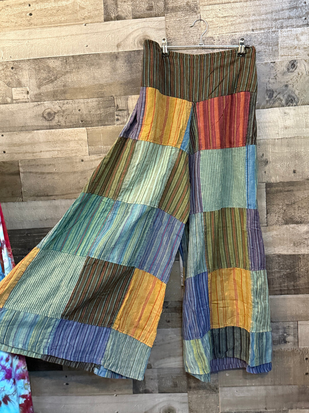 Flat front patchwork pants
