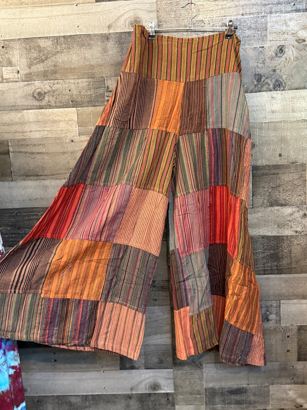 Flat front patchwork pants