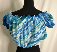 Load image into Gallery viewer, Beautiful Crop Top in Ocean Shades - fits small to xl - possibly 1xl
